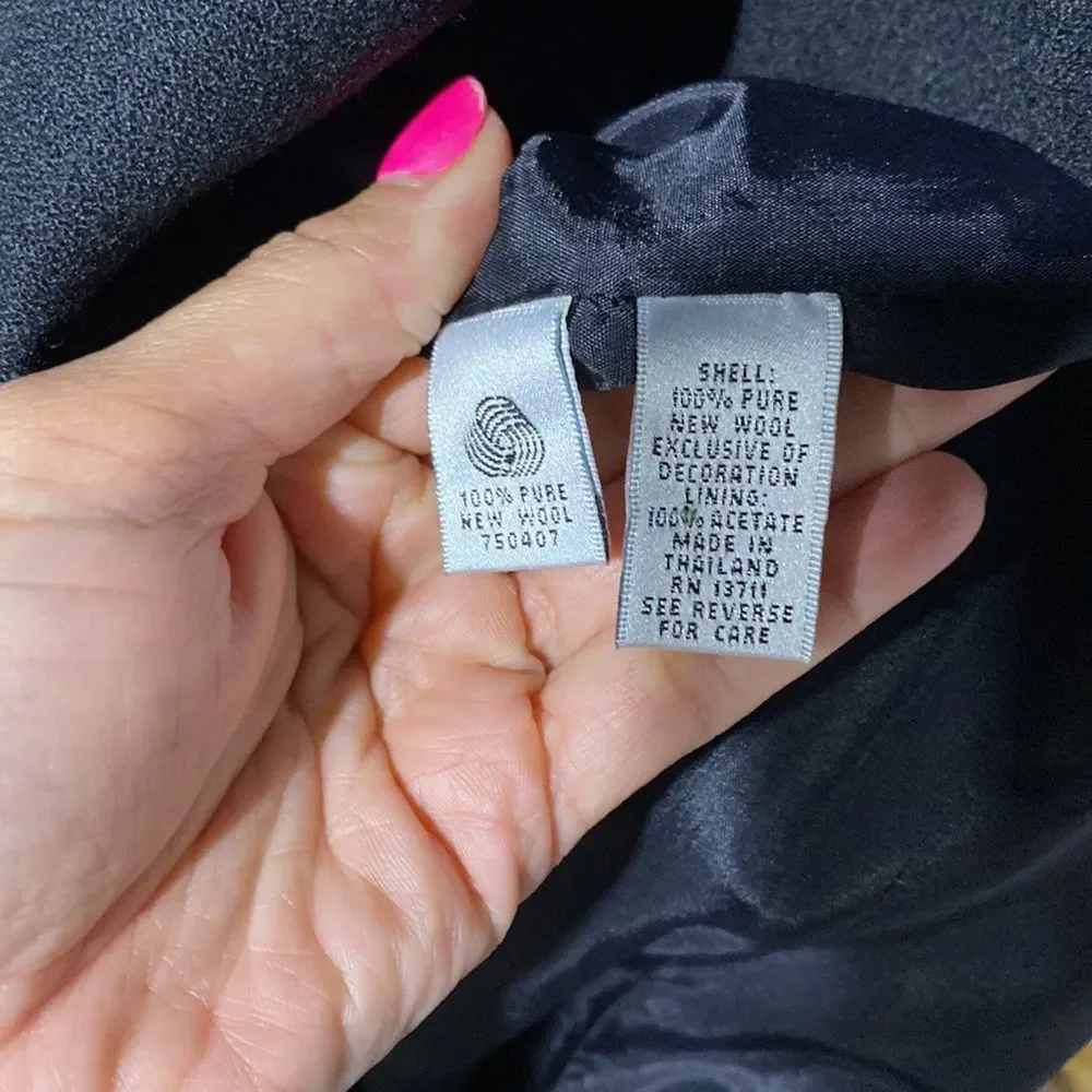 Valerie Stevens Blazer 12P Black Wool Removable beaded collar‎ old money Event